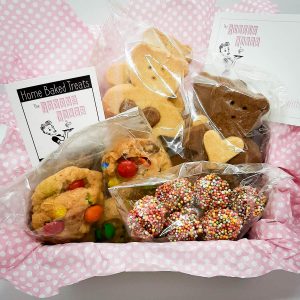 Kids Gift Box - 6x M&M Choc chip cookies, 4x Honey Bears, 6x Sprinkle Wands $16